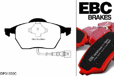 DP31330C, VW Polo (9N), 1.8 Turbo 180 PK 2006-2009, EBC Redstuff remblokken set vooras, Voor modellen met ATE remklauwen aan de vooras, Voor modellen met een remschijf diameter 312mm