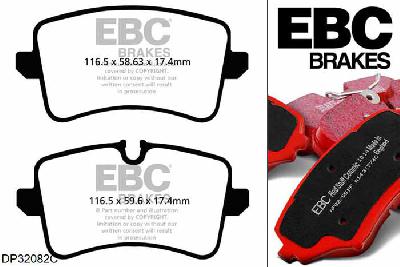DP32082C, Audi A8 quattro (D4/4H), 3.0 TDI 262 PK 2015-, EBC Redstuff remblokken set achteras, Voor modellen met TRW remklauwen aan de achteras, Voor modellen met remschijf diameter van 330mm aan de achteras