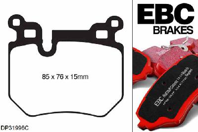 DP31996C, BMW 1 Series (E88) Convertible, 135 i (3.0 Turbo) 2011-2014, EBC Redstuff remblokken set achteras, Voor modellen met remschijf diameter van 324mm aan de achteras