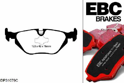 DP31079C, BMW 3 Series (E36), 316 (1.9) Compact 1998-2000, EBC Redstuff remblokken set achteras, Voor modellen met ATE remklauwen aan de achteras, Voor modellen met remschijf diameter van 272mm aan de achteras