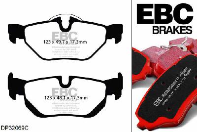 DP32069C, BMW 3 Series (E91) Touring, 325 i (2.5) 2010-2012, EBC Redstuff remblokken set achteras, Voor modellen met ATE remklauwen aan de achteras, Voor modellen met remschijf diameter van 300mm aan de achteras