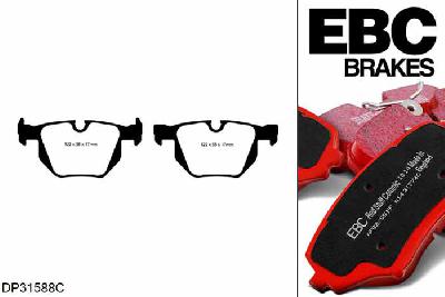 DP31588C, BMW 3 Series X (4WD) (E91), 330 d (3.0 TD) 2007-2008, EBC Redstuff remblokken set achteras, Voor modellen met ATE remklauwen aan de achteras, Voor modellen met remschijf diameter van 336mm aan de achteras