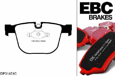 DP31451C, BMW 5 Series (E61), 535 d (3.0 TD) 2004-2010, EBC Redstuff remblokken set achteras, Voor modellen met ATE remklauwen aan de achteras, Voor modellen met remschijf diameter van 345mm aan de achteras