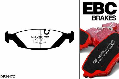 DP3447C, BMW 6 Series (E24), 635 (3.5) 218 PK 1982-1990, EBC Redstuff remblokken set achteras, Voor modellen met ATE remklauwen aan de achteras, Voor modellen met remschijf diameter van 284mm aan de achteras