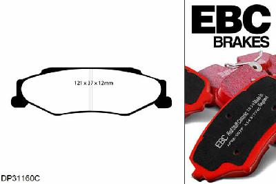 DP31160C, Chevrolet Corvette (C6), 6.0 2005-2008, EBC Redstuff remblokken set achteras, Voor modellen met remschijf diameter van 305mm aan de achteras