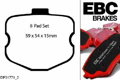 DP31771/2C, Chevrolet Corvette (C6), 7.0 2005-2008, EBC Redstuff remblokken set achteras, Voor modellen met remschijf diameter van 340mm aan de achteras
