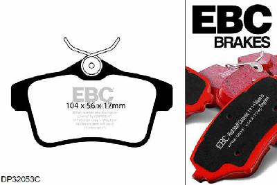 DP32053C, Citroen DS4, 1.6 TD 90 PK 2011-2015, EBC Redstuff remblokken set achteras, Voor modellen met remschijf diameter van 267mm aan de achteras