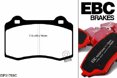 DP31788C, Dodge Challenger, 6.1 2008-2011, EBC Redstuff remblokken set achteras, Voor modellen met Brembo remklauwen aan de achteras, Voor modellen met remschijf diameter van 350mm aan de achteras