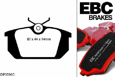 DP3596C, Fiat Coupe, 2.0 16v Turbo 190 PK 1995-1997, EBC Redstuff remblokken set achteras, Voor modellen met Girling/TRW remklauwen aan de achteras, Voor modellen met remschijf diameter van 240mm aan de achteras