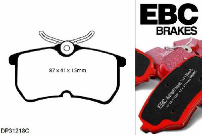 DP31218C, Ford Focus Mk1, 2.0 Turbo RS 215 PK 2002-2005, EBC Redstuff remblokken set achteras, Voor modellen met Girling/TRW remklauwen aan de achteras, Voor modellen met remschijf diameter van 280mm aan de achteras