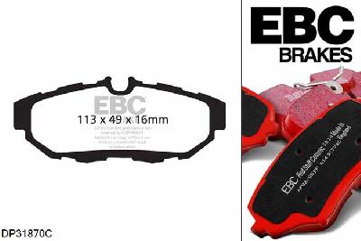 DP31870C, Ford Mustang (5th Generation), 3.7 Auto 2013-2014, EBC Redstuff remblokken set achteras, Voor modellen met remschijf diameter van 300mm aan de achteras