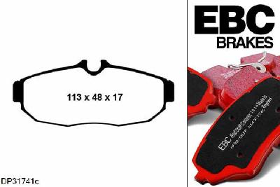 DP31741C, Ford Mustang (5th Generation), 4.6 GT 2005-2010, EBC Redstuff remblokken set achteras, Voor modellen met remschijf diameter van 300mm aan de achteras