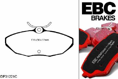 DP31221C, Jaguar S-Type, 3.0 210 PK 1999-2002, EBC Redstuff remblokken set achteras, Voor modellen met Girling/TRW remklauwen aan de achteras, Voor modellen met remschijf diameter van 288mm aan de achteras