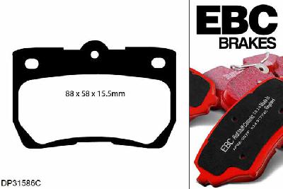 DP31586C, Lexus IS220D, 2.2 TD 2005-2011, EBC Redstuff remblokken set achteras, Voor modellen met remschijf diameter van 310mm aan de achteras