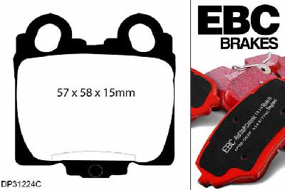 DP31224C, Lexus SC430, 4.3 2001-2010, EBC Redstuff remblokken set achteras, Voor modellen met remschijf diameter van 308mm aan de achteras