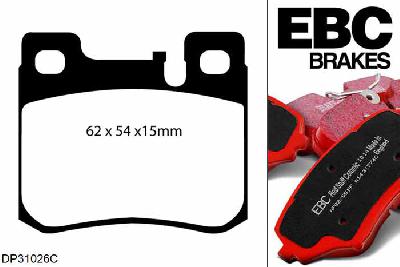 DP31026C, Mercedes E-Class (W124), E280 Saloon (ASR) 1993-1995, EBC Redstuff remblokken set achteras, Voor modellen met ATE remklauwen aan de achteras, Voor modellen met remschijf diameter van 258mm aan de achteras