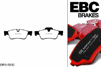 DP31593C, Mercedes M-Class  (W164), ML300 (3.0TD) 2009-2011, EBC Redstuff remblokken set achteras, Voor modellen met ATE remklauwen aan de achteras, Voor modellen met remschijf diameter van 330mm aan de achteras