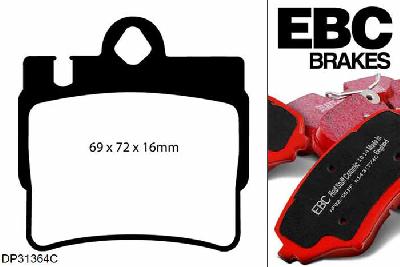 DP31364C, Mercedes S-Class (W220), S320 1999-2002, EBC Redstuff remblokken set achteras, Voor modellen met remschijf diameter van 300mm aan de achteras