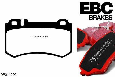DP31490C, Mercedes S-Class (W220), S600 2002-2003, EBC Redstuff remblokken set achteras, Voor modellen met Brembo remklauwen aan de achteras, Voor modellen met remschijf diameter van 315mm aan de achteras