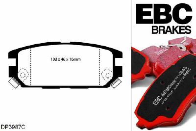 DP3987C, Mitsubishi Lancer Evo 4, 2.0 Turbo 1996-1997, EBC Redstuff remblokken set achteras, Voor modellen met remschijf diameter van 284mm aan de achteras