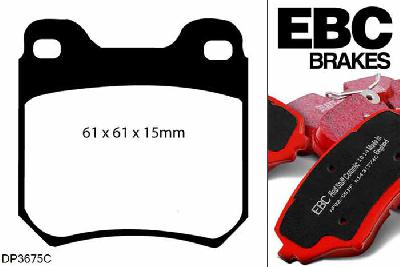 DP3675C, Opel Omega, 2.5 TD 1993-2003, EBC Redstuff remblokken set achteras, Voor modellen met ATE remklauwen aan de achteras, Voor modellen met remschijf diameter van 286mm aan de achteras