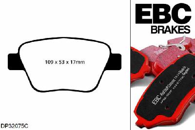 DP32075C, Skoda Octavia (1Z), 2.0 TDI vRS 170 PK 2009-2013, EBC Redstuff remblokken set achteras, Voor modellen met Bosch remklauwen aan de achteras, Voor modellen met remschijf diameter van 272mm aan de achteras