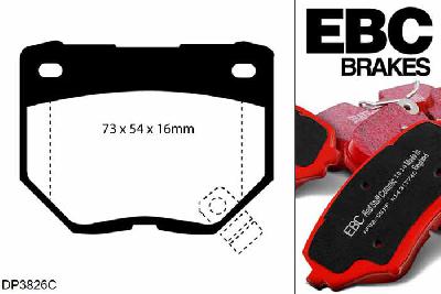 DP3826C, Subaru Impreza, 2.5 Turbo WRX 2005-2007, EBC Redstuff remblokken set achteras, Voor modellen met remschijf diameter van 290mm aan de achteras