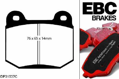 DP31537C, Subaru WRX STi, 2.5 Turbo 300 PK 2012-, EBC Redstuff remblokken set achteras, Voor modellen met Brembo remklauwen aan de achteras, Voor modellen met remschijf diameter van 316mm aan de achteras