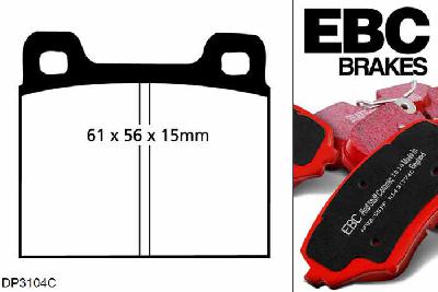 DP3104C, Volvo C70, 2.3 Turbo T5 1997-2005, EBC Redstuff remblokken set achteras, Voor modellen met ATE remklauwen aan de achteras, Voor modellen met remschijf diameter van 295mm aan de achteras