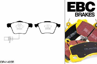DP41495R, Audi A6 allroad quattro, 3.2 255 PK 2006-2010, EBC Yellowstuff remblokken set vooras, Voor modellen met ATE remklauwen aan de vooras, Voor modellen met een remschijf diameter 321mm