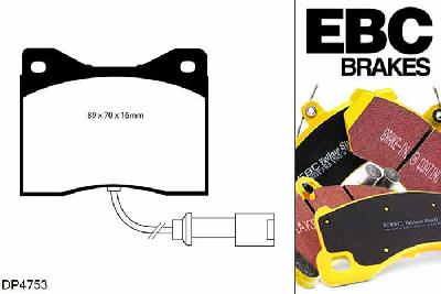 DP4753R, BMW 5 Series (E12), 518 (1.8) 1976-1979, EBC Yellowstuff remblokken set vooras, Voor modellen met ATE remklauwen aan de vooras, Voor modellen met een remschijf diameter 280mm