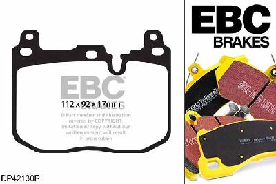 DP42130R, BMW M3, 3.0 Twin Turbo (F80) 425 PK 2014-, EBC Yellowstuff remblokken set vooras, Voor modellen met Brembo remklauwen aan de vooras, Voor modellen met een remschijf diameter 380mm
