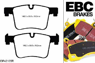 DP42105R, BMW X4, 2.0 TD (20d) 190 PK 2014-, EBC Yellowstuff remblokken set vooras, Voor modellen met ATE remklauwen aan de vooras, Voor modellen met een remschijf diameter 328mm