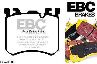 DP42091R, BMW X5 M, 4.4 Twin Turbo (E70) 555 PK 2010-2013, EBC Yellowstuff remblokken set vooras, Voor modellen met een remschijf diameter 395mm