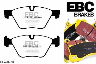 DP42077R, BMW Z4, 3.0 (E89) (30) 258 PK 2009-2011, EBC Yellowstuff remblokken set vooras, Voor modellen met ATE remklauwen aan de vooras, Voor modellen met een remschijf diameter 330mm