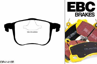 DP41416R, Cadillac BLS, 2.0 Turbo 175 PK 2006-2010, EBC Yellowstuff remblokken set vooras, Voor modellen met ATE remklauwen aan de vooras, Voor modellen met een remschijf diameter 302mm