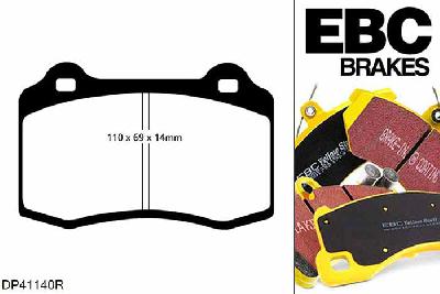 DP41140R, Citroen DS3, 1.6 Turbo 207 PK 2010-2015, EBC Yellowstuff remblokken set vooras, Voor modellen met Brembo remklauwen aan de vooras, Voor modellen met een remschijf diameter 323mm