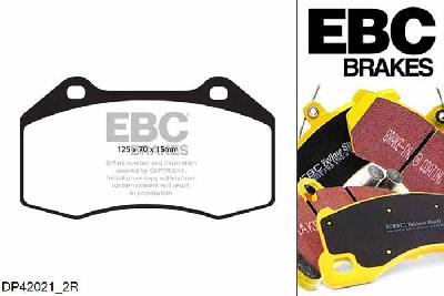 DP42021/2R, Fiat Punto Evo, 1.4 Turbo Abarth 2010-2012, EBC Yellowstuff remblokken set vooras, Voor modellen met Brembo remklauwen aan de vooras, Voor modellen met een remschijf diameter 305mm