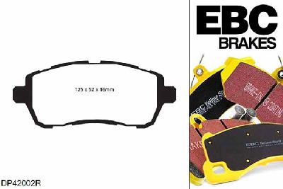 DP42002R, Ford Fiesta Mk7, 1.5 TD 95 PK 2015-2017, EBC Yellowstuff remblokken set vooras, Voor modellen met TRW remklauwen aan de vooras, Voor modellen met een remschijf diameter 258mm