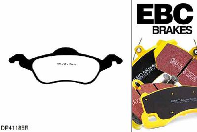 DP41185R, Ford Focus Mk1, 1.8 1998-2005, EBC Yellowstuff remblokken set vooras, Voor modellen met ATE remklauwen aan de vooras, Voor modellen met een remschijf diameter 258mm