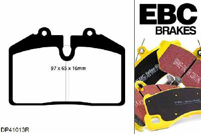DP41013R, Ford Puma, 1.7 Racing 1999-2000, EBC Yellowstuff remblokken set vooras, Voor modellen met Brembo remklauwen aan de vooras, Voor modellen met een remschijf diameter 295mm