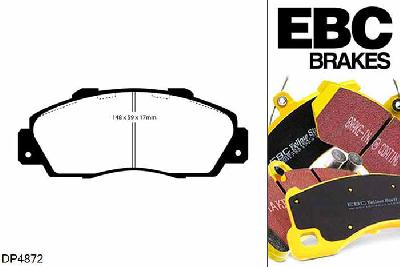 DP4872R, Honda Prelude, 2.2 (BB) 1997-2001, EBC Yellowstuff remblokken set vooras, Voor modellen met Akebono remklauwen aan de vooras, Voor modellen met een remschijf diameter 282mm