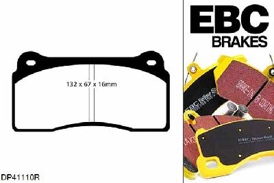 DP41110R, Jaguar XK8, 4.2 2002-2006, EBC Yellowstuff remblokken set vooras, Voor modellen met Brembo remklauwen aan de vooras, Voor modellen met een remschijf diameter 355mm