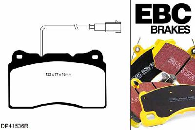 DP41536R, Lancia Delta, 1.8 Turbo 2008-2010, EBC Yellowstuff remblokken set vooras, Voor modellen met Brembo remklauwen aan de vooras, Voor modellen met een remschijf diameter 330mm