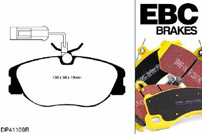 DP41109R, Lancia Delta Integrale, 2.0 Turbo HF 16v 200 PK 1989-1991, EBC Yellowstuff remblokken set vooras, Voor modellen met Girling/TRW remklauwen aan de vooras, Voor modellen met een remschijf diameter 284mm