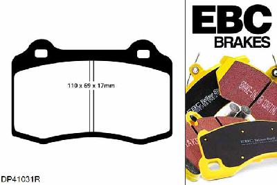 DP41031R, Lancia Delta Integrale, 2.0 Turbo HF Evolution 1 210 PK 1991-1993, EBC Yellowstuff remblokken set vooras, Voor modellen met Brembo remklauwen aan de vooras, Voor modellen met een remschijf diameter 281mm