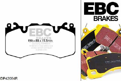 DP42064R, Land Rover Range Rover (L405), 5.0 Supercharged 510 PK 2012-, EBC Yellowstuff remblokken set vooras, Voor modellen met Brembo remklauwen aan de vooras, Voor modellen met een remschijf diameter 380mm
