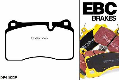 DP41922R, Landrover Range Rover Sport (L320), 4.2 Supercharged 2007-2009, EBC Yellowstuff remblokken set vooras, Voor modellen met Brembo remklauwen aan de vooras, Voor modellen met een remschijf diameter 360mm