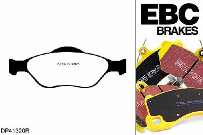 DP41320R, Mazda 2, 1.6 2003-2008, EBC Yellowstuff remblokken set vooras, Voor modellen met ATE remklauwen aan de vooras, Voor modellen met een remschijf diameter 258mm