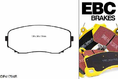 DP41794R, Mazda CX-7, 2.3 Turbo 2007-2010, EBC Yellowstuff remblokken set vooras, Voor modellen met een remschijf diameter 320mm
